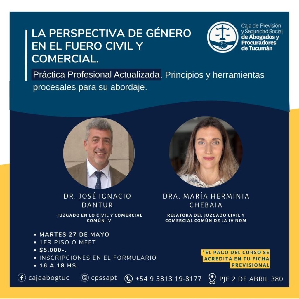 Nuevo Taller: LA PERSPECTIVA DE GENERO EN EL FUERO CIVIL Y COMERCIAL ...
